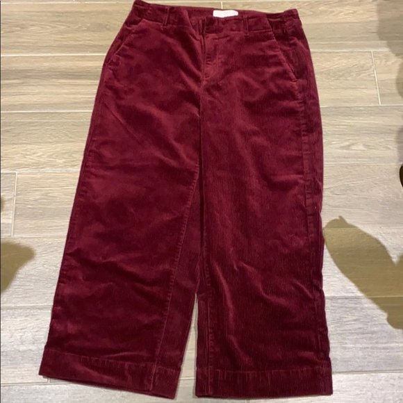 Addition Elle Women Red Wine Corduroy Wide Crop Leg Pant Size 10 - Picture 5 of 5